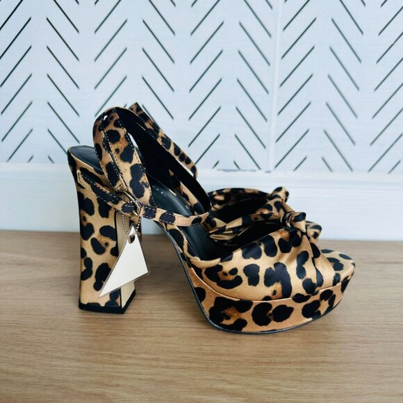 Rampage Leopard Print Peep Toe Heels - Picture 5 of 8